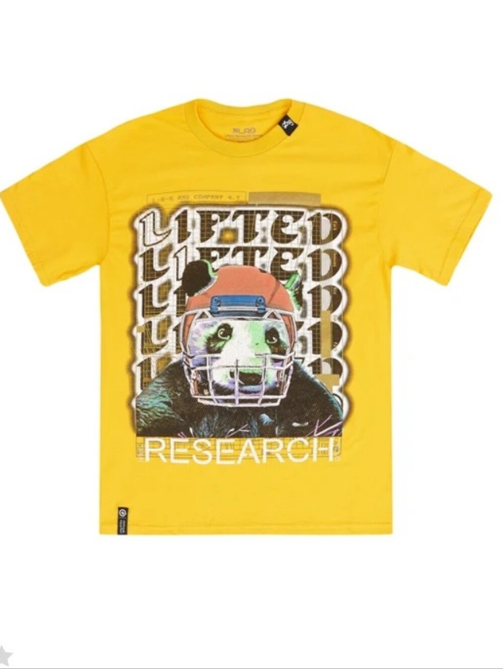 LRG Lifted Panda Gold Short Sleeve Tee Shirt Graphic Size Small